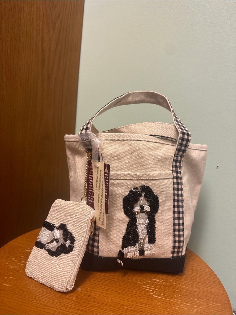 TikTok Viral Made in India Beaded Dog Canvas Tote & Purse bag
